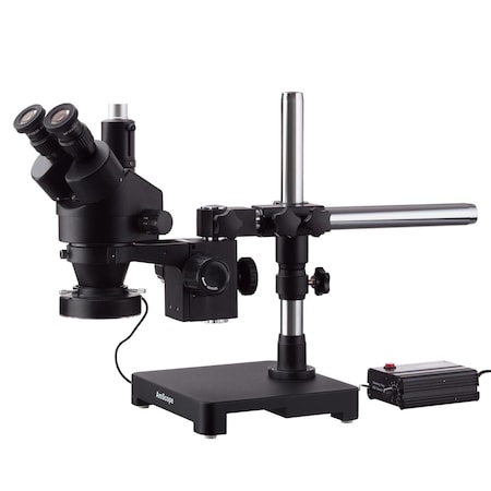 Amscope 3.5X-90X Trinocular Stereo Zoom Microscope on Single-Arm Boom Stand w/ Heavy Duty 80-LED Ring Light SM-3TZ-80MB-B
